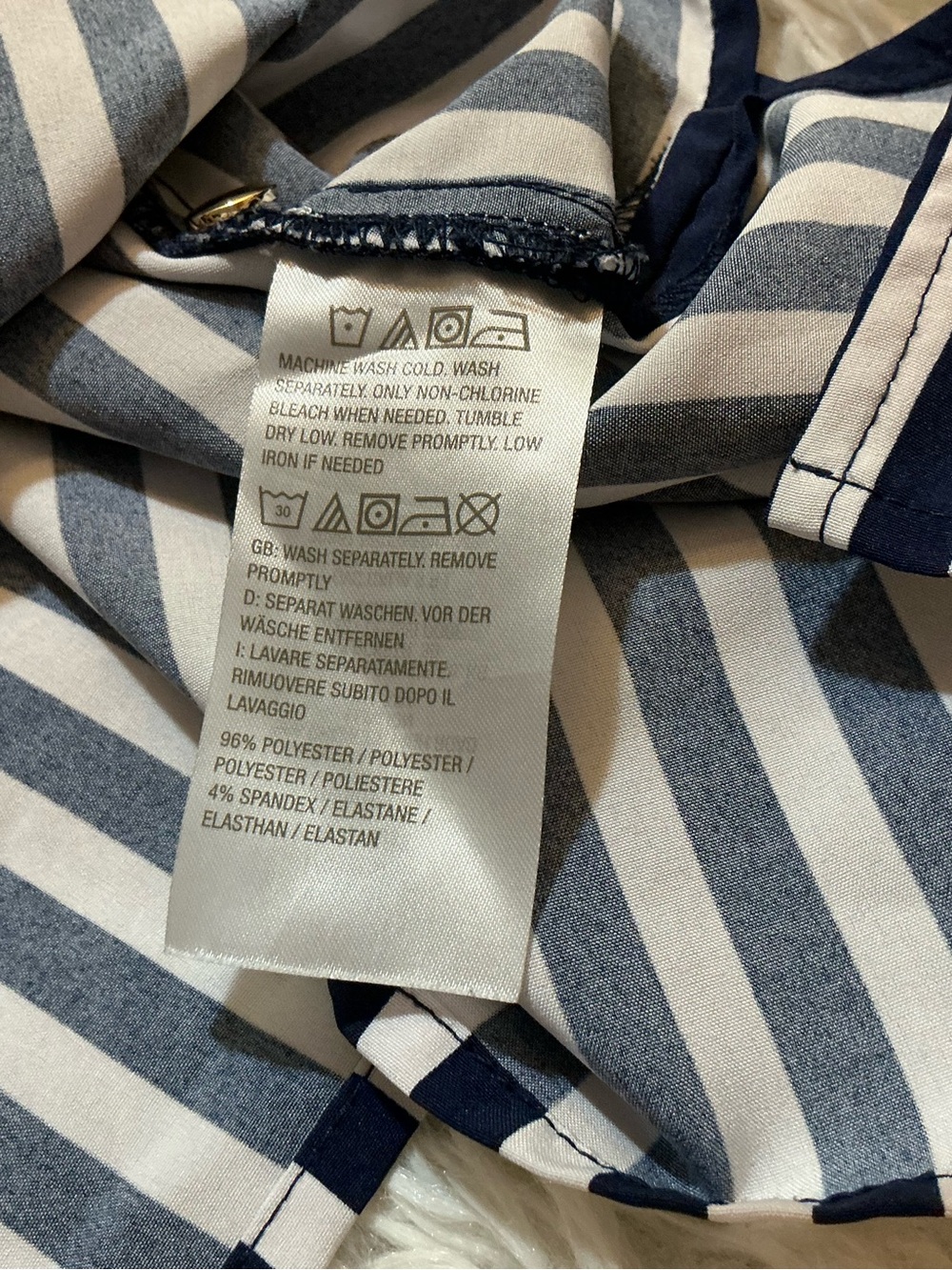 Dennis by Dennis Basso Striped Button Up Tunic Shirt Navy White Plus Size 2X - Picture 7 of 10